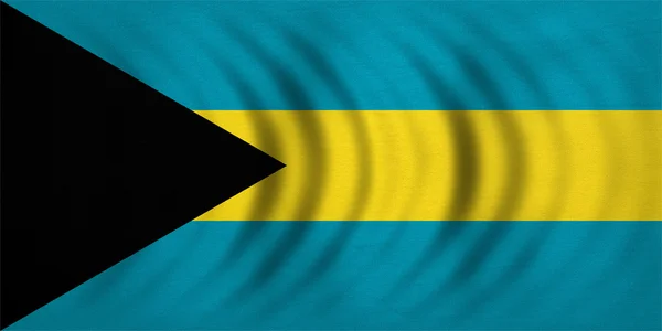 Flag of Bahamas wavy, real detailed fabric texture — Stock Photo, Image