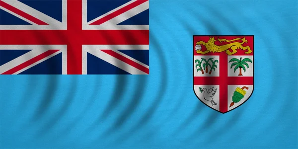 Bandeira de Fiji ondulada, textura de tecido real detalhado — Fotografia de Stock