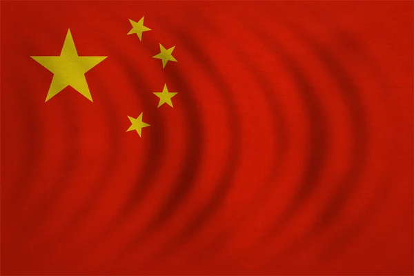 Bandeira da China ondulada, textura de tecido real detalhado — Fotografia de Stock