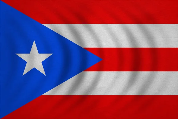 Bandera de Puerto Rico ondulada, textura detallada de la tela — Foto de Stock