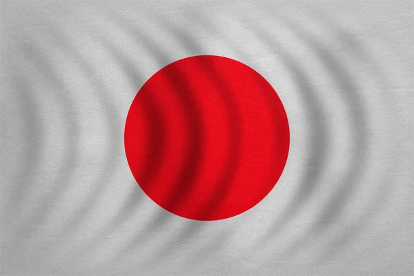 Flagge Japans wellig, echt detaillierte Textur — Stockfoto