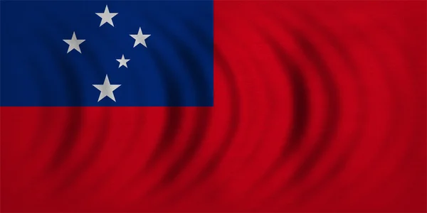 Flag of Samoa wavy, real detailed fabric texture — Stock Photo, Image