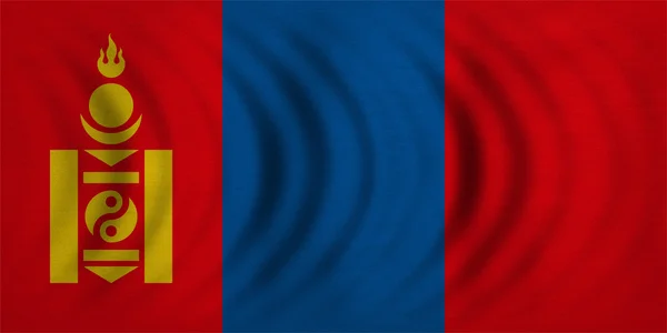 Flagge der Mongolei wellig echte detaillierte Textur — Stockfoto