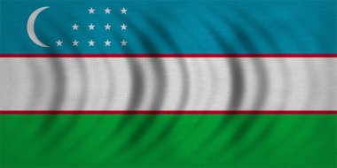 Özbekistan dalgalı, ayrıntılı kumaş doku bayrağı