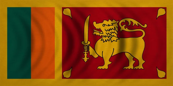 Flagga av Sri Lanka vågiga, detaljerad tyg textur — Stockfoto