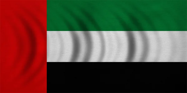 Flagga av Uae vågiga, riktigt detaljerade tyg textur — Stockfoto