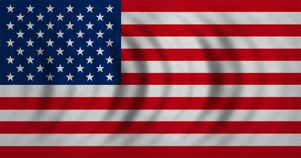 Vlag van de Verenigde Staten golvende, echte gedetailleerde weefsel textuur — Stockfoto