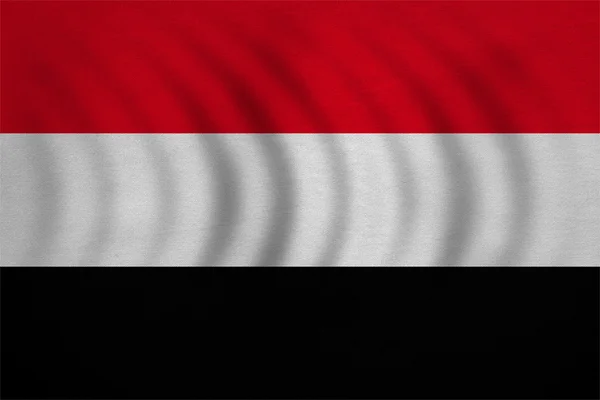 国旗的也门波浪，真实详细的织物纹理 — 图库照片