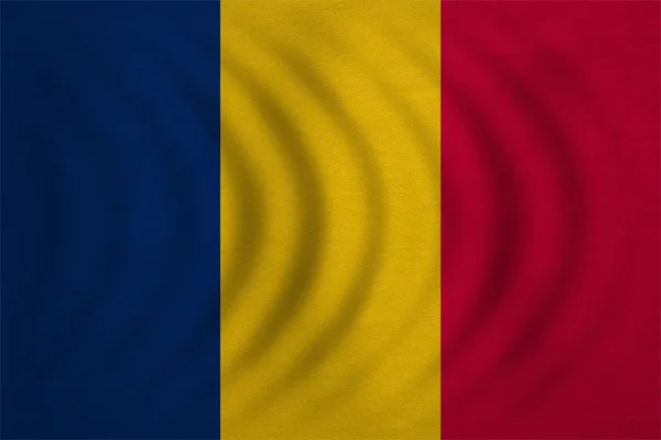 Drapeau du Tchad ondulé, texture réelle et détaillée du tissu — Photo