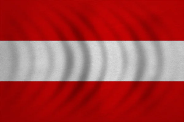 Bandiera dell'Austria ondulato, vera trama del tessuto dettagliato — Foto Stock
