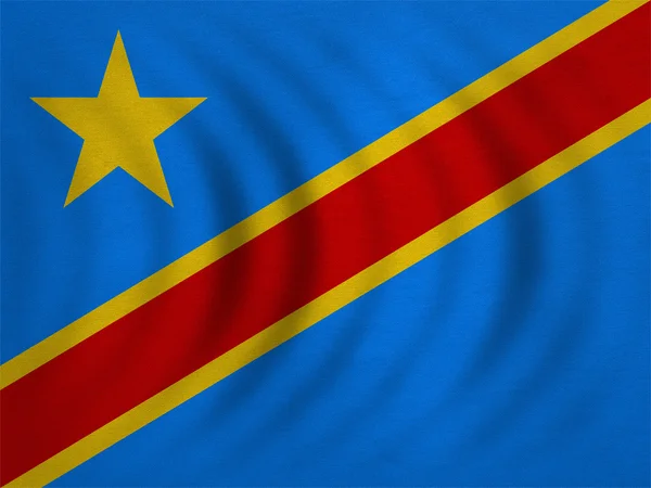 Vlajka Dr Kongo vlnité opravdu detailní textilie textura — Stock fotografie