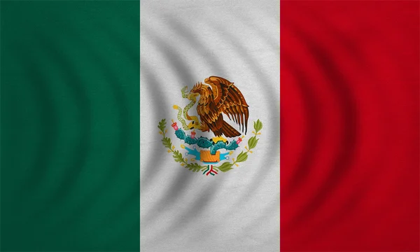 Bandera de México ondulada, textura de tela detallada real —  Fotos de Stock