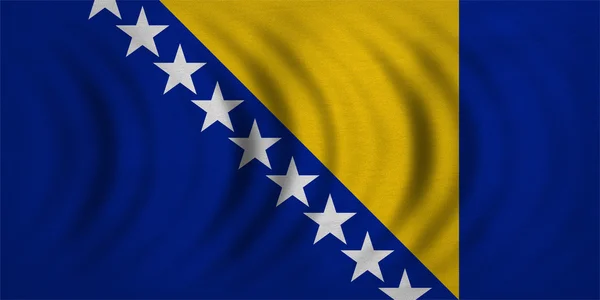 Bandeira da Bósnia e Herzegovina textura de tecido ondulado — Fotografia de Stock