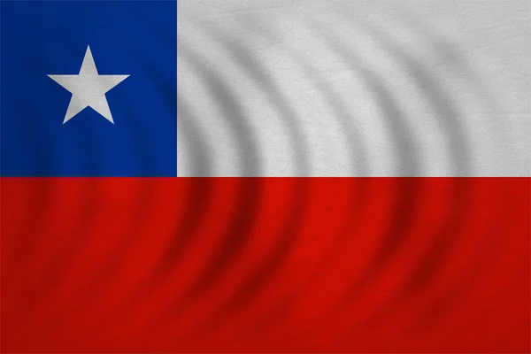 Bandera de Chile ondulada, textura de tela detallada real —  Fotos de Stock