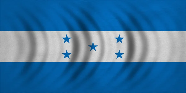 Flagga av Honduras vågiga riktigt detaljerade tyg textur — Stockfoto