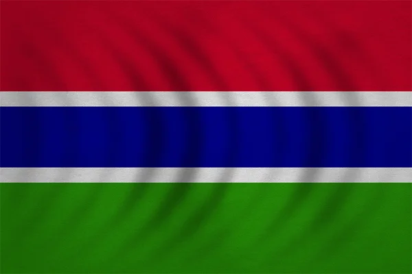 Bandiera della Gambia ondulata, tessitura dettagliata — Foto Stock