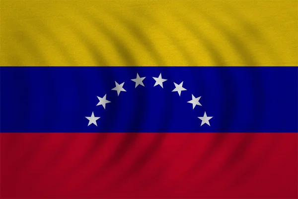 Vlag van Venezuela golvende, gedetailleerde weefsel textuur — Stockfoto