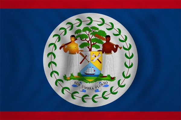 Bandeira de Belize ondulada, textura de tecido real detalhado — Fotografia de Stock