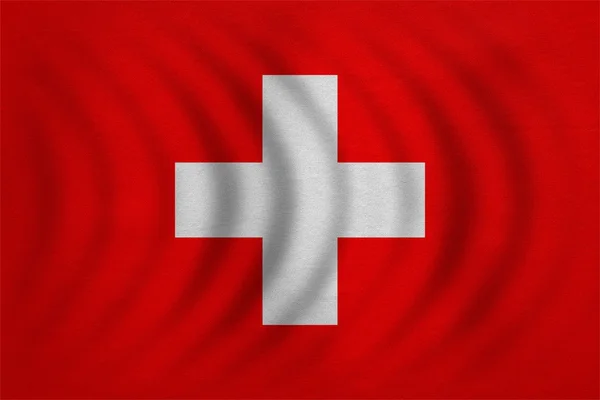 Flagga av Schweiz vågiga, detaljerad tyg textur — Stockfoto