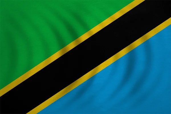 Bandiera della Tanzania ondulato reale tessitura dettagliata — Foto Stock