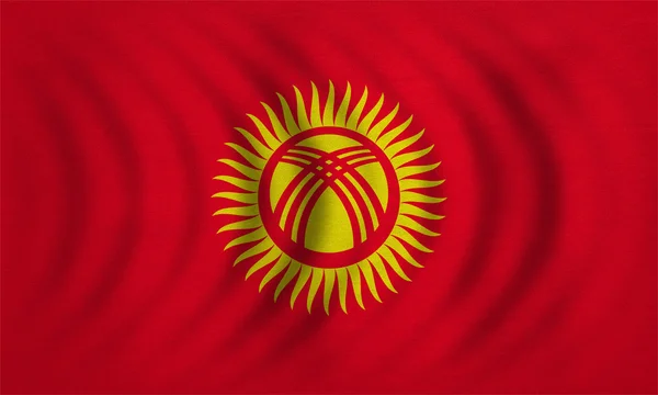 Flagge von Kyrgyzstan gewellt, detaillierte Textur — Stockfoto