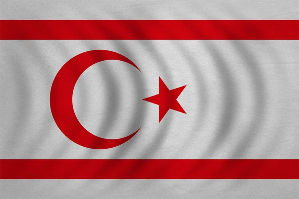 Flag of Northern Cyprus wavy, real fabric texture