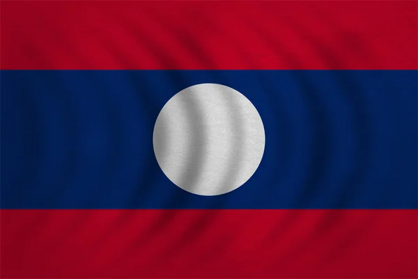 Laos dalgalı, çok ayrıntılı kumaş doku bayrağı — Stok fotoğraf