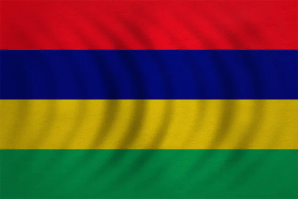 Flag of Mauritius wavy, detailed fabric texture — Stock Photo, Image