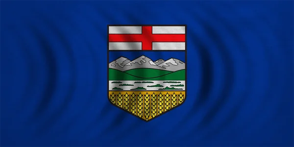 Flag of Alberta wavy, real detailed fabric texture — Stock Photo, Image