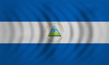 Nikaragua dalgalı, ayrıntılı kumaş doku bayrağı