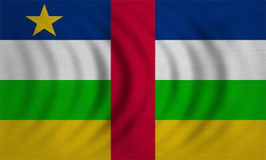 Orta Afrika Cumhuriyeti bayrağı dalgalı, kumaş doku