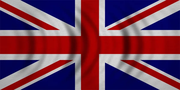 Flag of United Kingdom wavy, real fabric texture — Stock Photo, Image