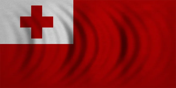 Flag of Tonga wavy, real detailed fabric texture — Stock Photo, Image