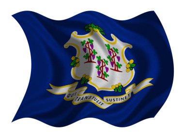 Connecticut beyaz, kumaş dokusu üzerinde dalgalı bayrağı