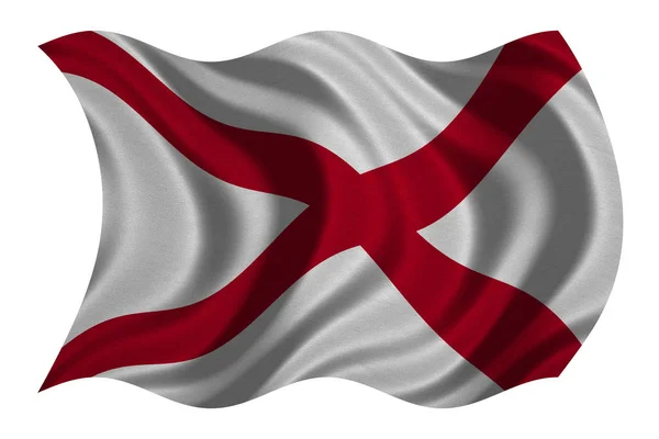 Прапор Алабами хвилясті на білий, текстура тканини — стокове фото