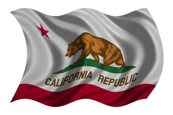 Bandeira da Califórnia ondulada em branco, textura de tecido — Fotografia de Stock