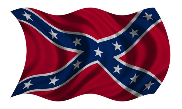 Bandeira rebelde confederada acenando em branco, texturizada — Fotografia de Stock