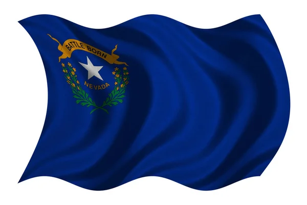 Flagget til Nevada-bølgen på hvit, tøytekstur – stockfoto