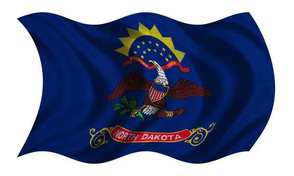 北达科塔州波浪上白色，织物纹理的旗帜 — 图库照片#