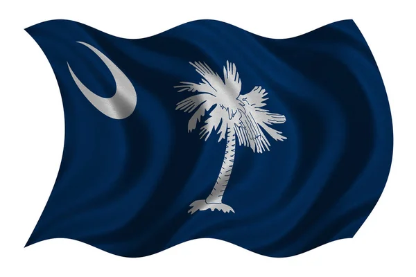 Vlajka Jižní Karolína mávat na bílém, texturou — Stock fotografie