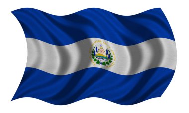 El Salvador beyaz, kumaş dokusu üzerinde dalgalı bayrağı
