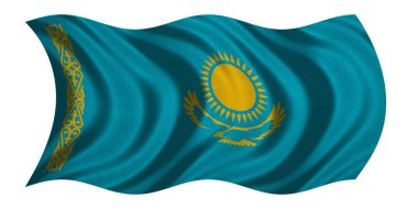 Kazakistan Beyaz, kumaş dokusu üzerinde dalgalı bayrağı