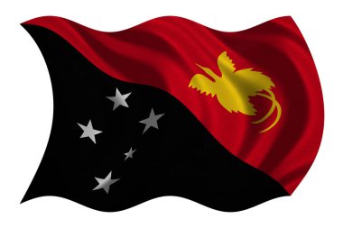 Papua Yeni Gine kumaş doku sallayarak, bayrağı