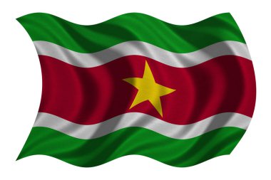Surinam beyaz, kumaş dokusu üzerinde dalgalı bayrağı