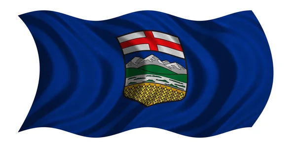 Flagga av Alberta vågig på vit, tyg konsistens — Stockfoto