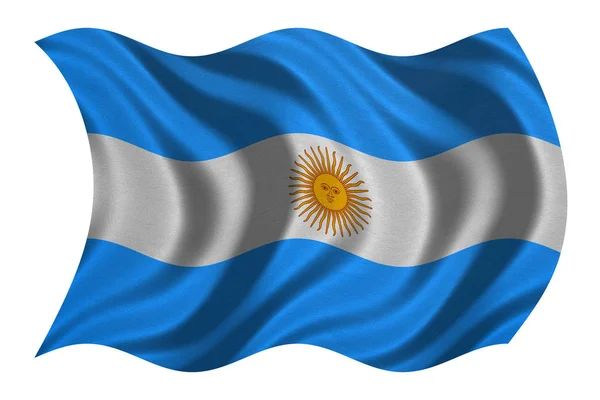 Bandera de Argentina ondulada sobre blanco, textura de tela — Foto de Stock