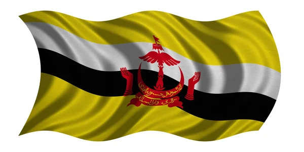 Bandeira de Brunei ondulada em branco, textura de tecido — Fotografia de Stock