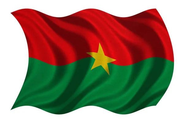 Прапор Буркіна-Фасо хвилясті на білий, текстура тканини — стокове фото