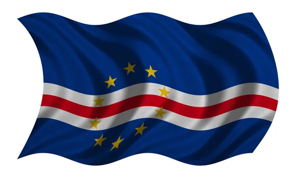 Bandiera di Capo Verde ondulata su tessuto bianco — Foto Stock