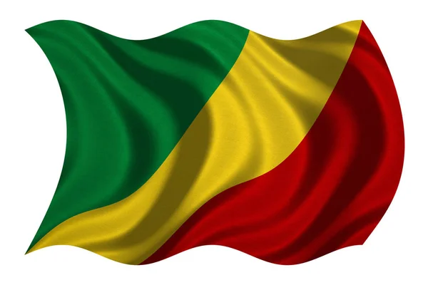 Bandeira da República do Congo acenando, textura de tecido — Fotografia de Stock